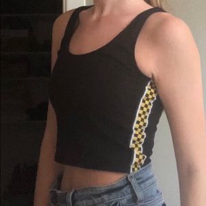 Black Tank Top With Yellow Stripes